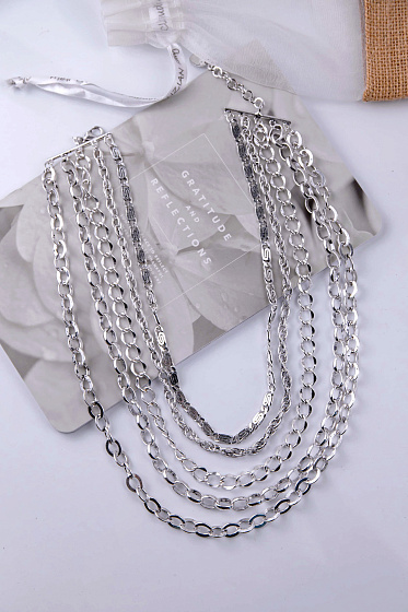 картинка Колье Цепи (г/п родий) Италия Claudio Canzian 002 05 404 ювелирный  магазин Калина являющийся официальным дистрибьютором в России 