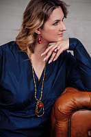 Колье (кристалл красный) дл.86 см, 8,5х4,5 см Италия  Claudio Canzian  002 05 276