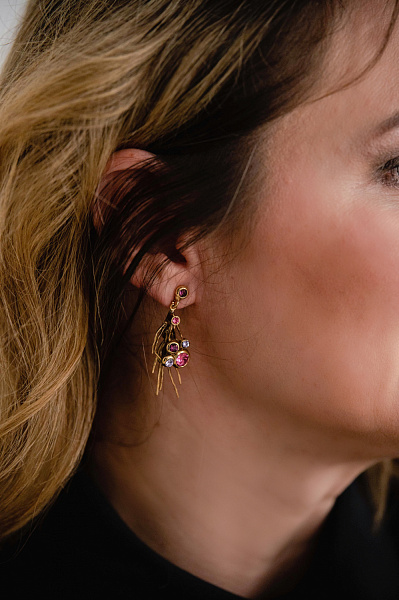 Серьги Сафари (кристаллы розовые, сиреневые) Италия Claudio Canzian 002 02 333