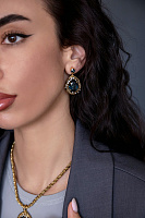 Серьги Франческа (Кристалл цвета сапфир, 3,8Х2,2см, 17 гр.) Италия Claudio Canzian 002 02 542