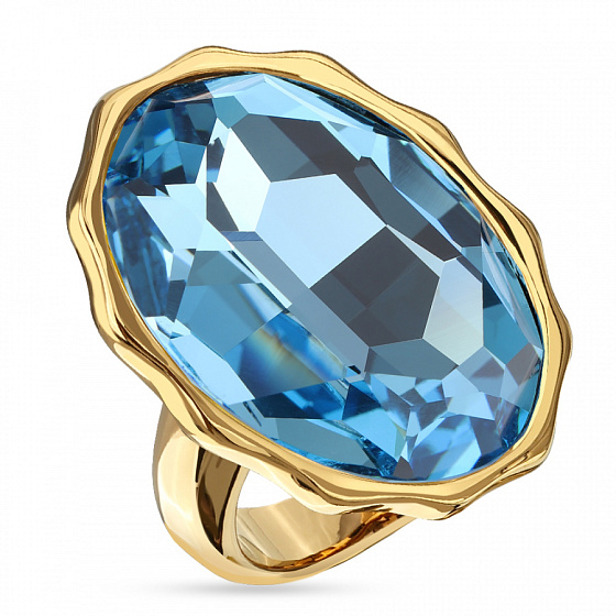картинка Кольцо Сияние (кристалл аквамарин, г/п: золото, р.17,5)  SW00 0095G-202R-7 Uvelina ювелирный  магазин Калина являющийся официальным дистрибьютором в России 