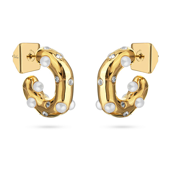 картинка Серьги Просекко (майорка, кристаллы белые, г/п: золото) BS05 0530G-001E ювелирный  магазин Калина являющийся официальным дистрибьютором в России 