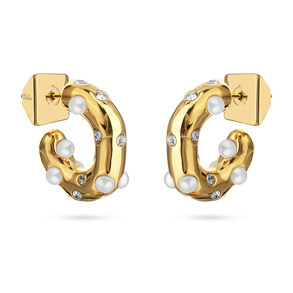 Серьги Просекко (майорка, кристаллы белые, г/п: золото) BS05 0530G-001E