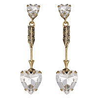 Серьги Сердца (кристаллы прозрачные, 5.8х1.4 см, 10 гр) Италия Claudio Canzian 002 02 913