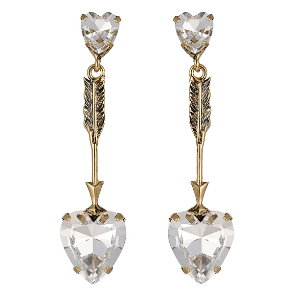 Серьги Сердца (кристаллы прозрачные, 5.8х1.4 см, 10 гр) Италия Claudio Canzian 002 02 913