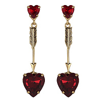 Серьги Сердца (кристаллы красные, 5.8х1.4 см, 10 гр) Италия Claudio Canzian 002 02 913