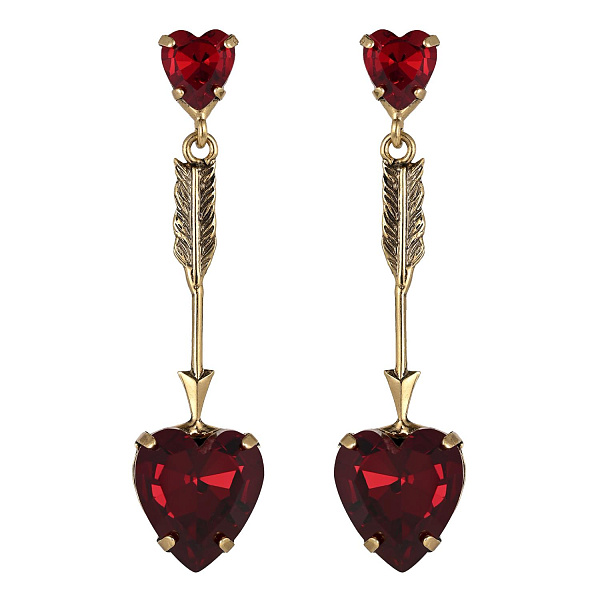 Серьги Сердца (кристаллы красные, 5.8х1.4 см, 10 гр) Италия Claudio Canzian 002 02 913