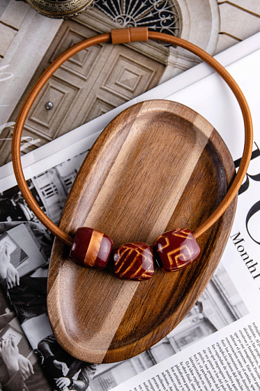 картинка Колье Bliss inspiration, бордовый, терракотовый, 2.2 см., длина 50 см. Голландия ZSISKA BI049Q50 ювелирный  магазин Калина являющийся официальным дистрибьютором в России 