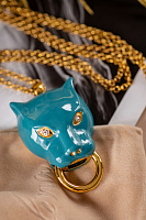 Колье Пантера (кристаллы прозрачные, эмаль изумруд, г/п: золото 80см)  Испания EX00 0011GE-001P