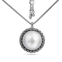 Кулон old money (майорка 28 мм белая, 90 см, г/п: античное серебро) Uvelina MG05 0028AS-01P