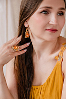 Серьги Клавдия (кристалл манго, медовый, 4,8х2 см, 18 гр) Италия Claudio Canzian 002 02 237