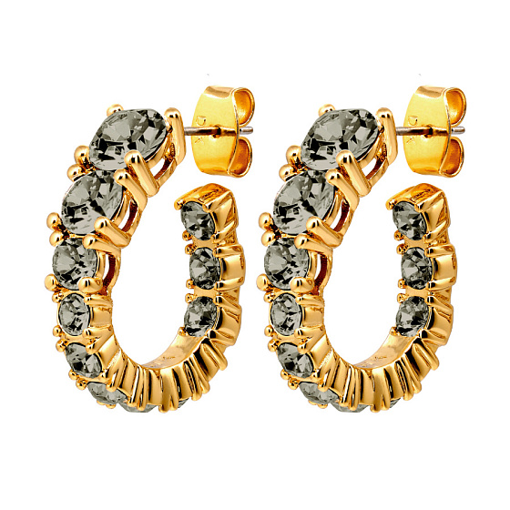 картинка Серьги KOLOS (кристалл графит, г/п: золото, 2.3х0,5 см) Дания DYRBERG/KERN 490219 ювелирный  магазин Калина являющийся официальным дистрибьютором в России 