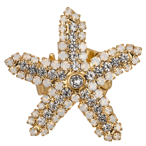 Кольцо (кристалл белый опал, прозрачный, 3,7х3,4 см) Италия Claudio Canzian 002 01 559