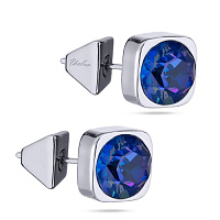 Пусеты Теннис (кристаллы королевский синий 8мм, г/п: родий) SW00 0010R-110E1 Uvelina