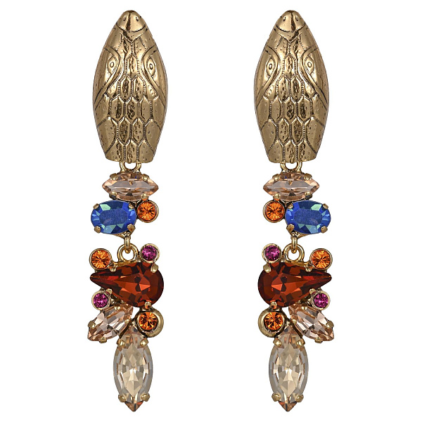 Серьги Змеи (кристаллы разноцветные 7х1,3 см, 14 гр.) Италия Claudio Canzian  002 02 828