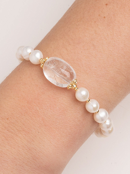 картинка Браслет (Натуральный жемчуг, горный хрусталь) Россия 40081670 Pearls ювелирный  магазин Калина являющийся официальным дистрибьютором в России 