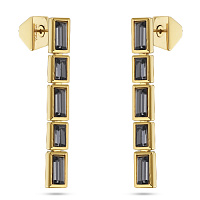 Серьги Богемия (кристаллы темно-серые, г/п: золото, 4,5 см) Uvelina SW00 0045G-014E1