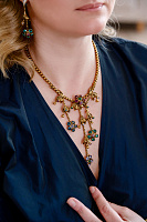 Колье Незабудки (кристалл: сиреневый, зеленый, синий, прозрач.) Италия Claudio Canzian  002 05 757