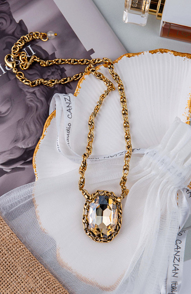 Колье (Кристалл медовый, 49,5 см, 3,8х2,7 см) Италия Claudio Canzian 002 05 810