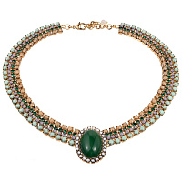 Колье (кристаллы белые, зеленые, бежевые, агат, 46 см, 3,2х2,5 см) Италия Claudio Canzian 002 05 814