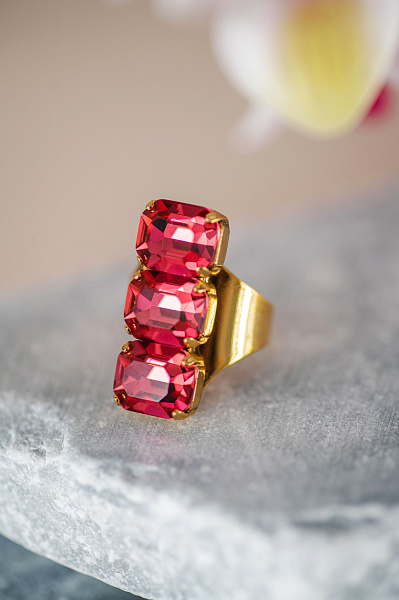 Кольцо Энигма (кристалл коралловый) Италия  Claudio Canzian 002 01 419