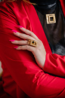 Кольцо (кристалл черный, 3,4х3,1 см, г/п: золото, регулир.) Греция Kalliope 022 01 032 