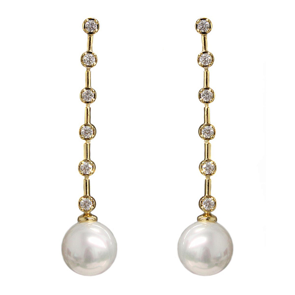 Серьги (майорка, кубический цирконий, г/п: золото, 6,5х1,4 см, 10гр.) Испания Madreperla 020 02 100