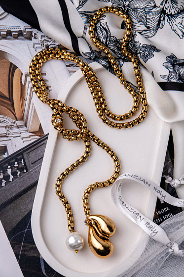 картинка Колье (жемчуг майорка, кристалл прозрачный. графит, 92см) Италия Claudio Canzian 002 05 875 ювелирный  магазин Калина являющийся официальным дистрибьютором в России 