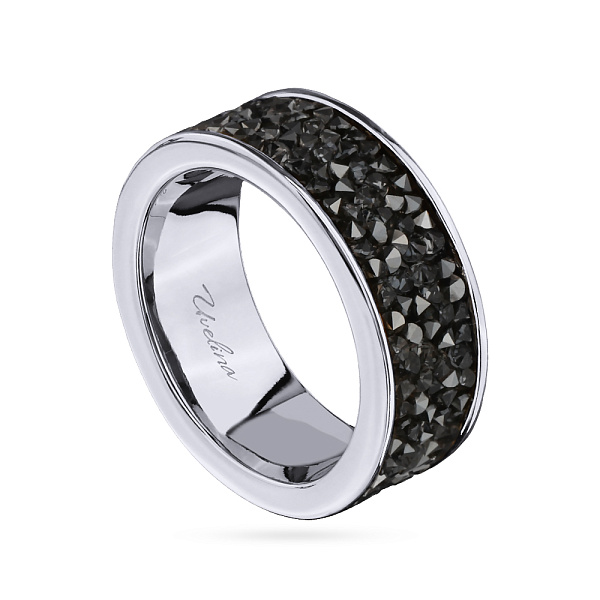 Кольцо Галактика (кристаллы темно-серые, г/п: родий, р.19) Uvelina SW00 0070R-014R1-9