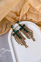 Серьги Кресты (кристаллы: зеленые, медовые, г/п:золото,7,5х2,2см) Италия Claudio Canzian  002 02 745