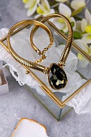 Колье Капли (кристалл графит, г/п: золото, 4,5х3 см, 55 см) Италия  Claudio Canzian 002 05 738