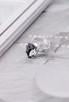 Кольцо Капля мал.(кристалл графит,1,8х1,4 см,высота 0,8 ) Италия  Claudio Canzian 002 01 185