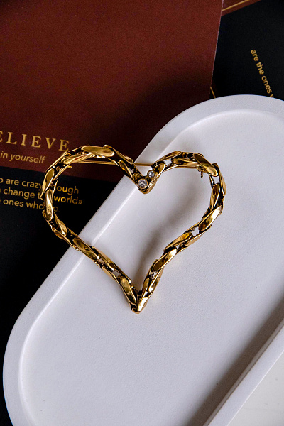 Брошь Сердце (кристалл прозрачный, 7х7 см) Италия Claudio Canzian 002 11 054