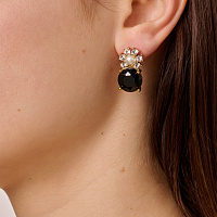 Серьги BECKIA (кристалл черный, прозрачный, майорка г/п: золото, 2х1,2 см) Дания DYRBERG/KERN 470098