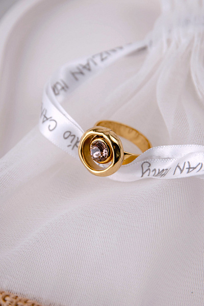 Кольцо (кристаллы персиковые 1,6 см, регулируется) Италия Claudio Canzian 002 01 550