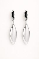 Серьги Ciclon 264602-01 (кристалл черный, г/п: серебро, 6.7х1.4 см) Испания Vaina 
