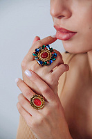 Кольцо (разноцветные кристаллы, сердолик, г/п: золото) Италия Claudio Canzian 002 01 528