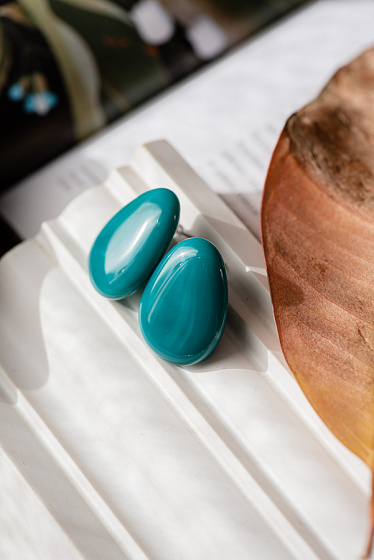 картинка Пусеты Goccia зелено-бирюзовый Италия ENZO BENZO ювелирный  магазин Калина являющийся официальным дистрибьютором в России 