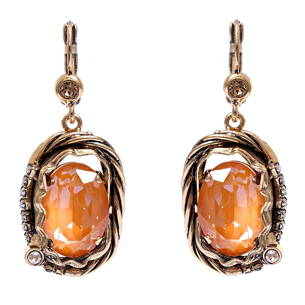 Серьги Клавдия (кристалл манго, медовый, 4,8х2 см, 18 гр) Италия Claudio Canzian 002 02 237