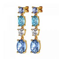 Серьги CARMEN (кристалл голубой, бирюзовый, серый, г/п: золото, 5,3х1,3см) Дания DYRBERG/KERN 440019