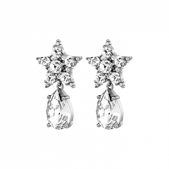 картинка Серьги HYDRA (кристалл прозрачный, г/п: родий, 4,3х2,5 см) Дания DYRBERG/KERN 450027 ювелирный  магазин Калина являющийся официальным дистрибьютором в России 