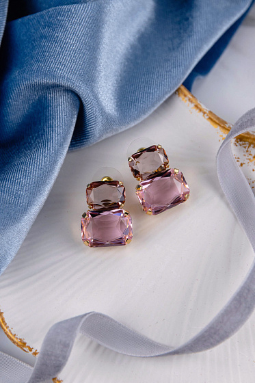 картинка Серьги (хрусталь, золото 24к, 2.2х1.9 см) Франция Philippe Ferrandis BALEARES  ювелирный  магазин Калина являющийся официальным дистрибьютором в России 