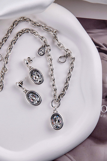 картинка Колье (кристалл прозрачный 42-47 см) RUS800-66 Испания Ciclon Э/коллекция ювелирный  магазин Калина являющийся официальным дистрибьютором в России 