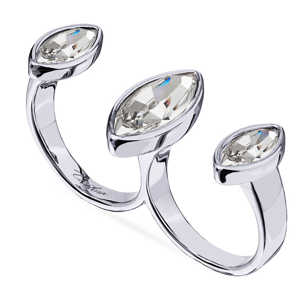 Кольцо Эйва (кристаллы белые, г/п: родий, р.16-17 регулируется) Uvelina SW00 0085R-001R-6