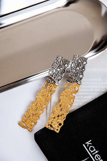 картинка Серьги Gersemi (перфорация, г/п: золото, серебро) Греция Katerina Vassou KV23.2-302605 ювелирный  магазин Калина являющийся официальным дистрибьютором в России 