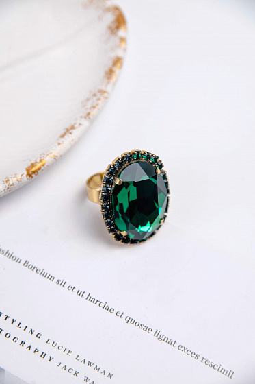 картинка Кольцо (кристалл зеленый, синий, регулируется) Италия  Claudio Canzian 002 01 490 ювелирный  магазин Калина являющийся официальным дистрибьютором в России 