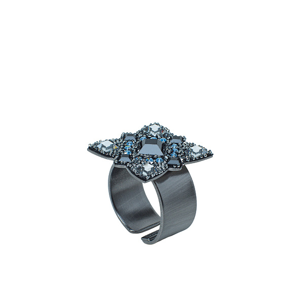 Кольцо (кристаллы Swarovski, 2х2 см, г/п: золото, регулируемый) Katerina Vassou KV26.1-404930B