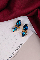 Серьги (хрусталь, золото 24к, 3.8х1.7 см) Франция Philippe Ferrandis BALEARES 