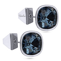 Пусеты Триумф (кристаллы джинс, г/п: родий, 10 мм) Uvelina SW00 0020R-266E