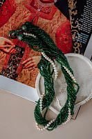 Колье (Жемчуг, шпинель зеленая, цирконы зеленые, г/п: родий, 54 см) Uvelina NG70 0042B-03N